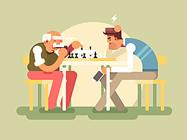 抽像時尚下棋的人物