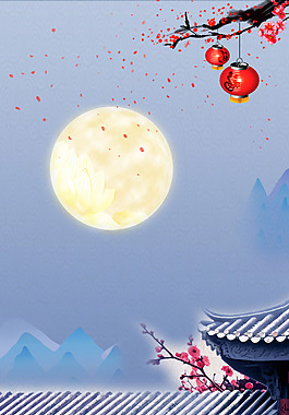 藍(lán)色中秋節(jié)月亮廣告背景
