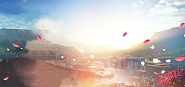 夢(mèng)幻紅色花瓣淘寶全屏banner背景