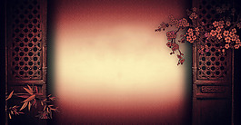 紅色花朵淘寶全屏banner背景