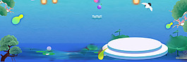 清新綠色葉子淘寶全屏banner背景