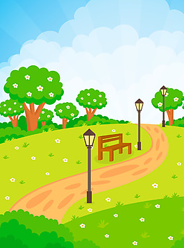 夏季公園風(fēng)景背景模板