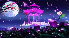 唯美月亮涼亭中秋節(jié)LED背景素材