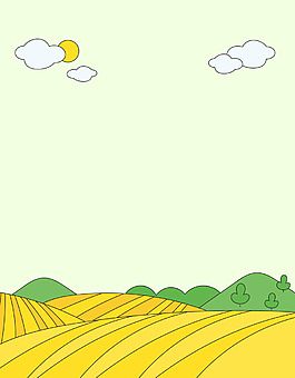 矢量手繪卡通田野麥田稻田背景