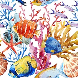 水彩繪熱帶魚背景
