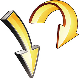 黃色立體箭頭png元素素材