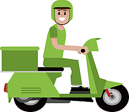 手繪卡通外賣車png元素素材
