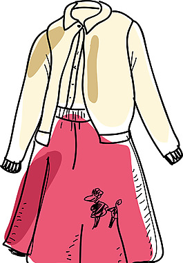 手繪女士服裝png元素素材