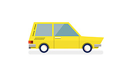 黃色卡通小汽車(chē)png元素素材