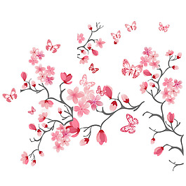粉色夢幻花朵png元素素材