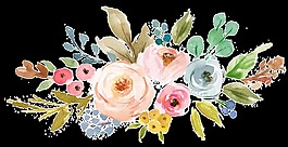 水墨缤纷透明手绘鲜花素材