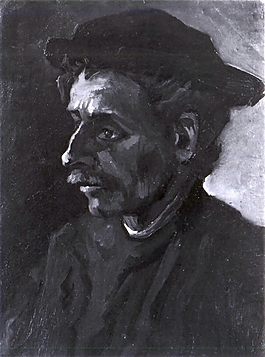 愁苦男人画像油画