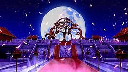 唯美梦幻月色羽毛纷飞古代皇宫祭祀