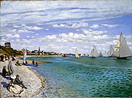 热带海滩游客油画