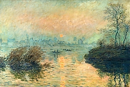 唯美清新湖景油画