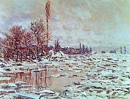清新唯美雪地风景油画