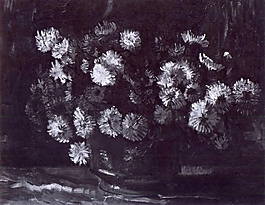 黑白抽象植物盆栽静物油画装饰画画芯