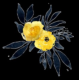 水彩黃色花朵素材