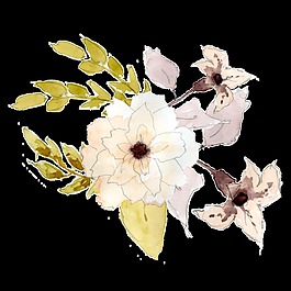 水彩花朵裝飾素材