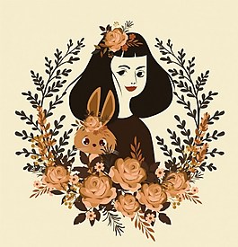 美女兔子矢量素材