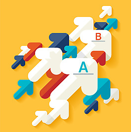 黃色箭頭字母背景矢量素材