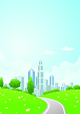 綠色卡通戶外背景模版