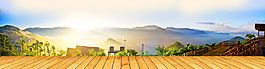 小清新山頂風景背景