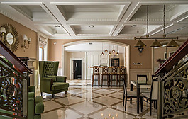 新中式時尚客廳地磚裝修效果圖