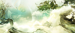 夢(mèng)幻綠色大樹(shù)背景