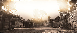 复古中国建筑背景