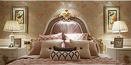 田園風臥室墻紙裝修效果圖