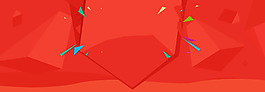 紅色喜慶幾何線條淘寶全屏banner背景