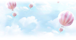 唯美藍天白云氣球淘寶banner背景