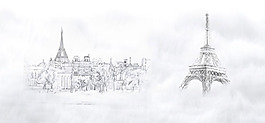 手绘云端高塔淘宝全屏banner背景