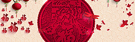 中國(guó)紅福字燈籠蝴蝶淘寶banner背景