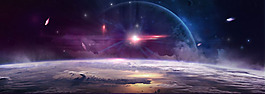 黑色大氣光暈流星淘寶banner背景