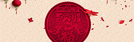 簡約紅色花瓣新春福到淘寶banner背景