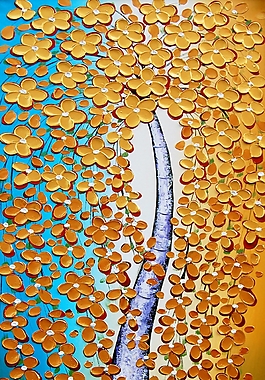 手绘彩绘花朵渐变现代装饰画