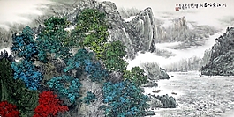 手繪彩繪樹木樹葉雪景裝飾畫