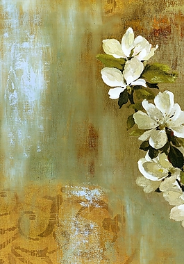 清新梔子花彩繪裝飾畫(huà)