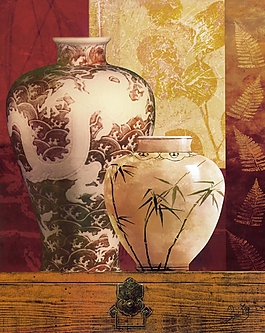 復古紋花花瓶插花裝飾畫