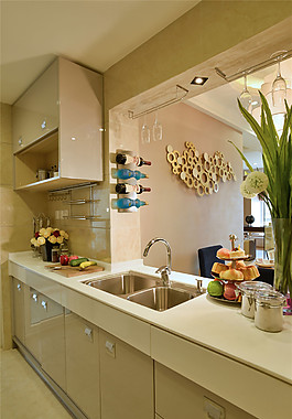 現(xiàn)代簡約開放式廚房射燈裝修效果圖