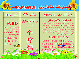 一般治療收費(fèi)標(biāo)準(zhǔn)展板