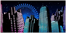 漫画风城市夜景视频素材