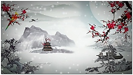 國畫梅花雪視頻素材