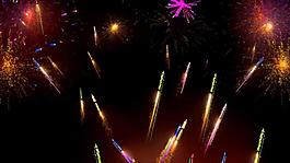 夜空中彩色煙花次第綻放視頻素材