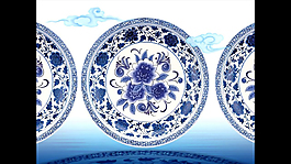 中國風(fēng)彩色青花瓷背景大屏視頻素材