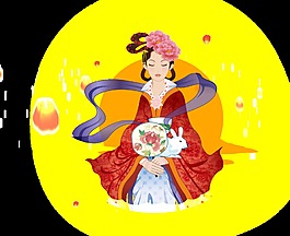 手繪中秋嫦娥素材