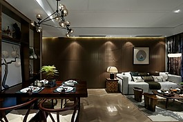 暗色中式餐廳效果圖