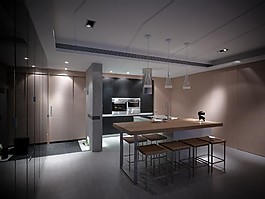 暗色簡約餐廳效果圖